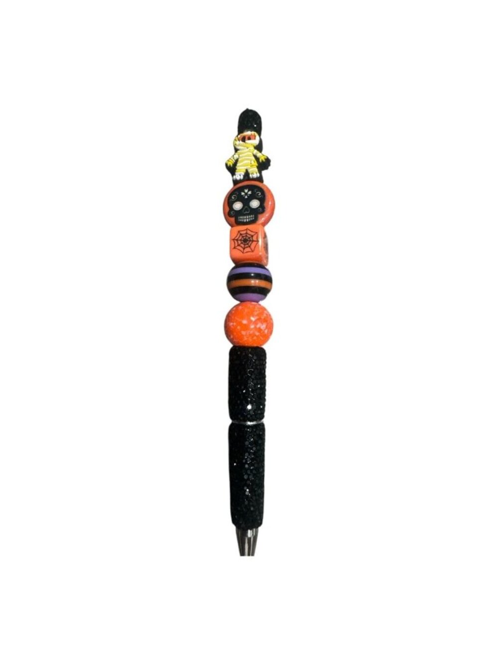 Halloween-Themed Decorative Pen With Beaded Design & Mummy Topper
